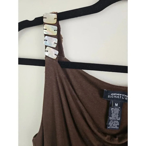 Jones New York Signature Women's Tank Dark Brown Shell Accents Size Medium - Picture 2 of 9